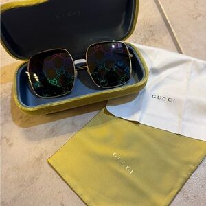 Gucci Square Sunglasses with Colorful GG Lenses